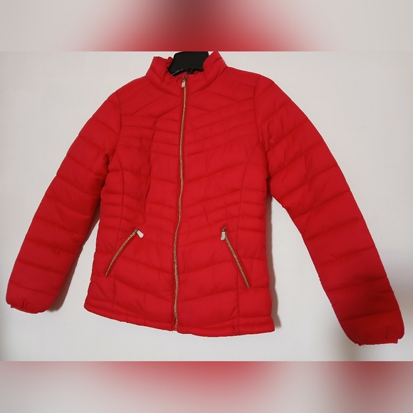POLU HACKET Jackets & Blazers - POLU Women's Bold Red Puffer Coat Size L  2 Pocket NEW